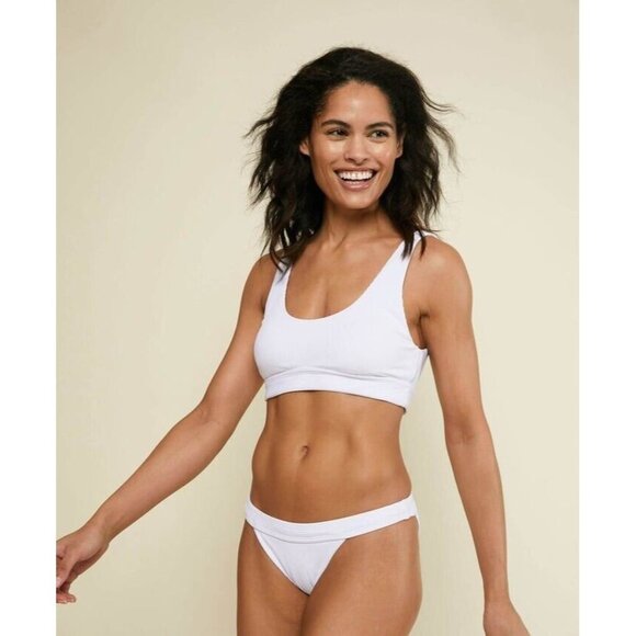 Andie Swim Womens The Banded Cheeky Rib Bottom in White‎ Size Small - Picture 1 of 8